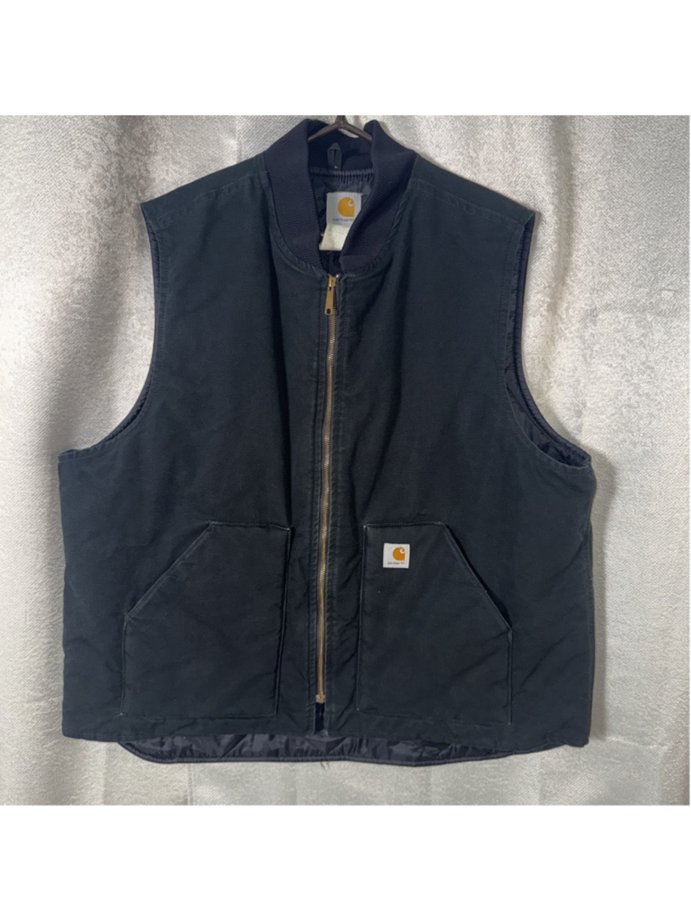 Carhartt Quilted Lined Duck Canvas Vest Mens Sz 2XL Tall Black Workwear V01 BLK
